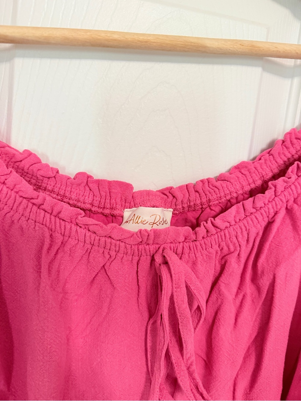 Bright Pink Off-Shoulder Ruffle Romper - Picture 4 of 5
